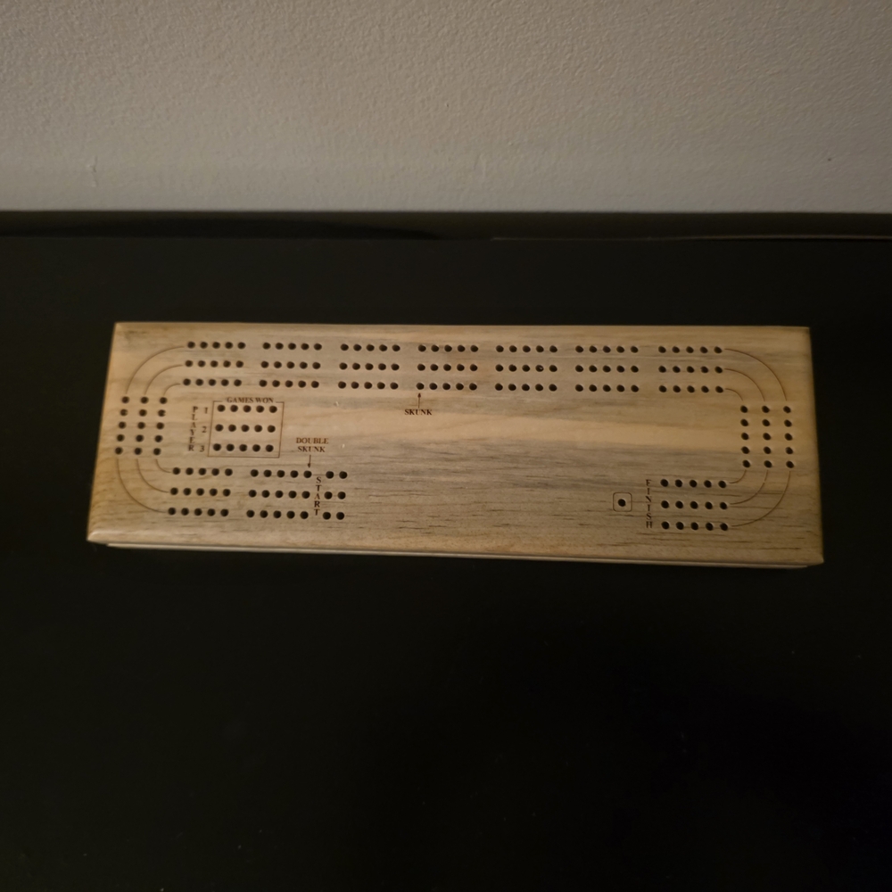 Source Unknown Natural Wood Cribbage Board